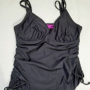 34DD 36D Athleta Solid Gray Ruched Tankini Top